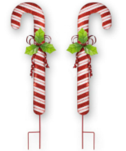 36IN METAL RED GLITTER CANDY CANE STAKE
